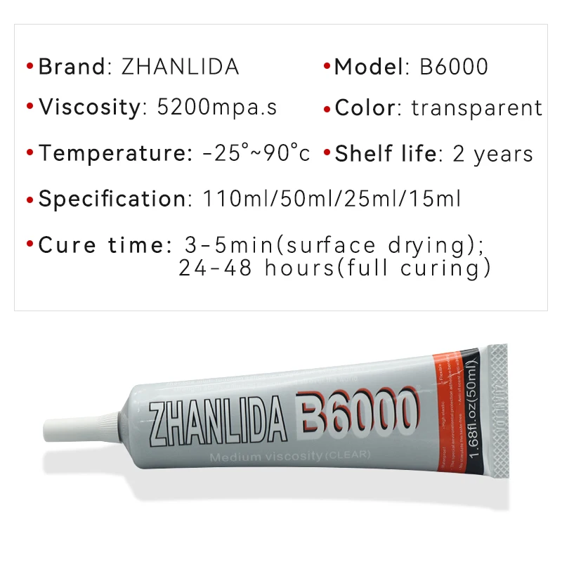 Zhanlida B6000 Clear Glue 15ML Jewelry Rhinestone Glue Sticky Ceramic Gemstone Stone Metal Glass Glue B6000