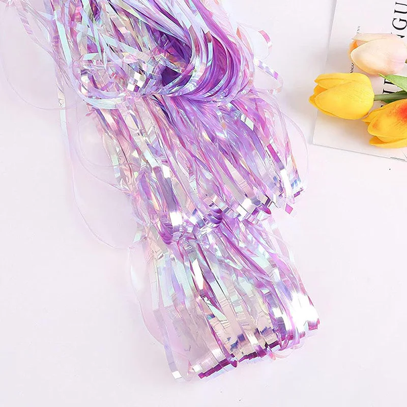 1*2m foil fringe curtain streamer Rainbow dazzling rain silk wedding party decoration photo background wall curtain Decoration