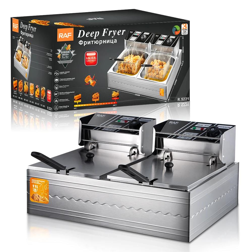 RAF Large Household Multi-functional Sectional Temperature Control Electric Deep Fryer Machine