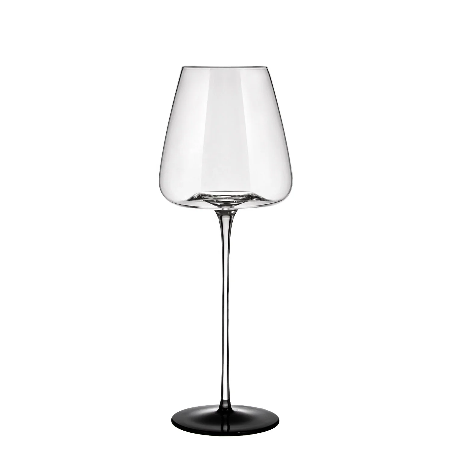Custom LOGO elegant red wine glass Handmade Lead Free Crystal long stem black wine glasses