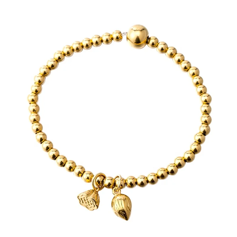 Southeast Asia Classic Fashion Trend Stainless Steel Plated 18 K Gold Beads Lotus Seed Bracelets For Sensitive Skin