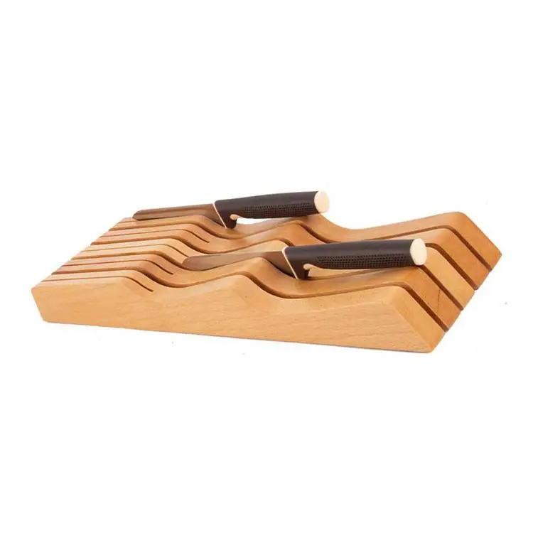 Countertop Butcher Block Knife Holder Nd Organizer With Wide Slots For Easy Kitchen Storage