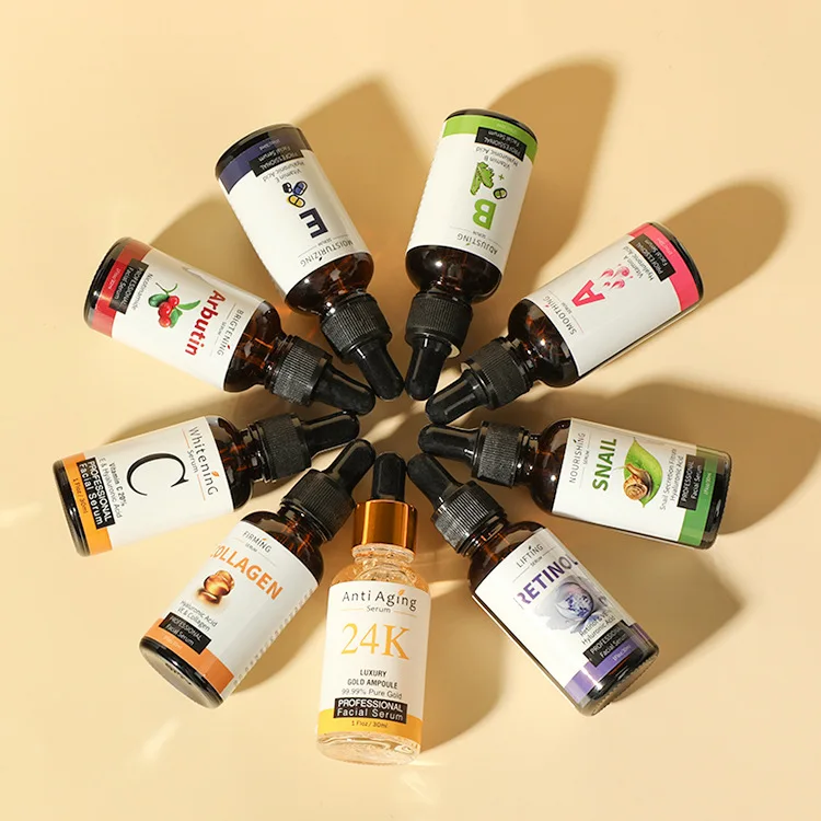 Private label brand skin care essence vitamin C hyaluronic acid moisturizing skin balance facial essence