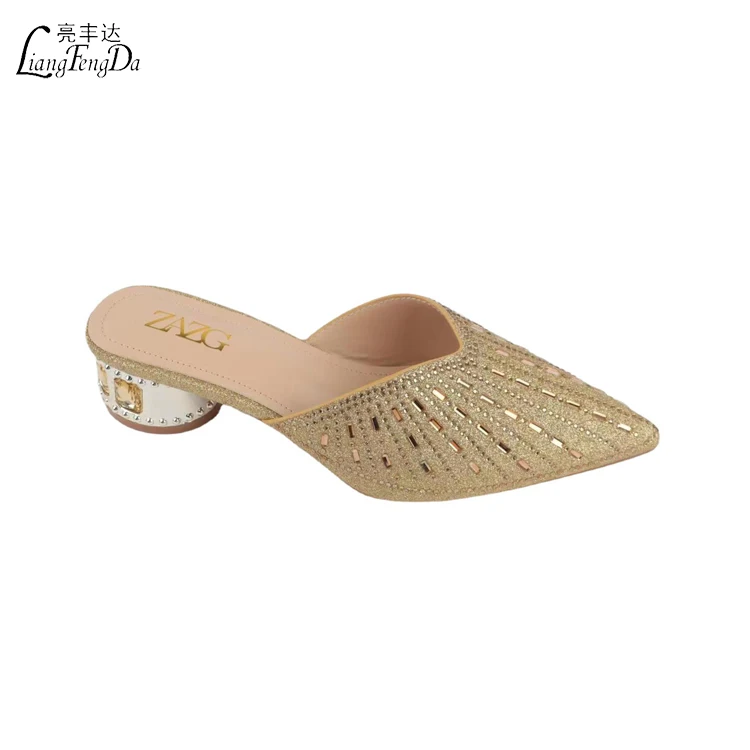 Pointed Toe Ladies Heeled Shoes Women Sandal Design Shiny Jelly Rhinestone 2024 New Luxury Office Wedding Bridal Grace PVC PU