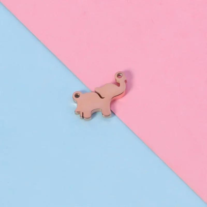 10x12mm DIY Jewelry Finding High Polished Accessories Custom Laser Animal Blank Stainless Steel Cute Elephant Pendant Charm