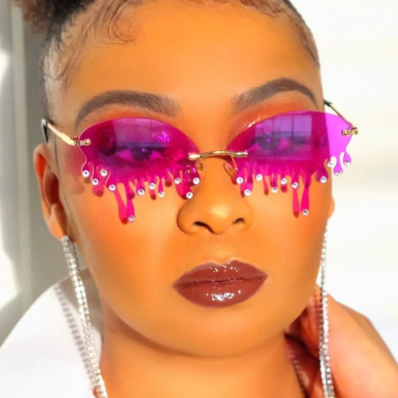 2022 New Arrivals Diamond Tear Drop-Shaped Sunglasses Women Personality Exaggerated Funny Sunglasses