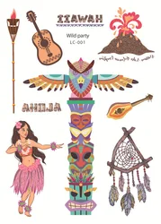 LC 001-018 custom waterproof Fashion summer beach party permanent new Hawaiian tattoo sticker wholesale temporary tattoo sticker