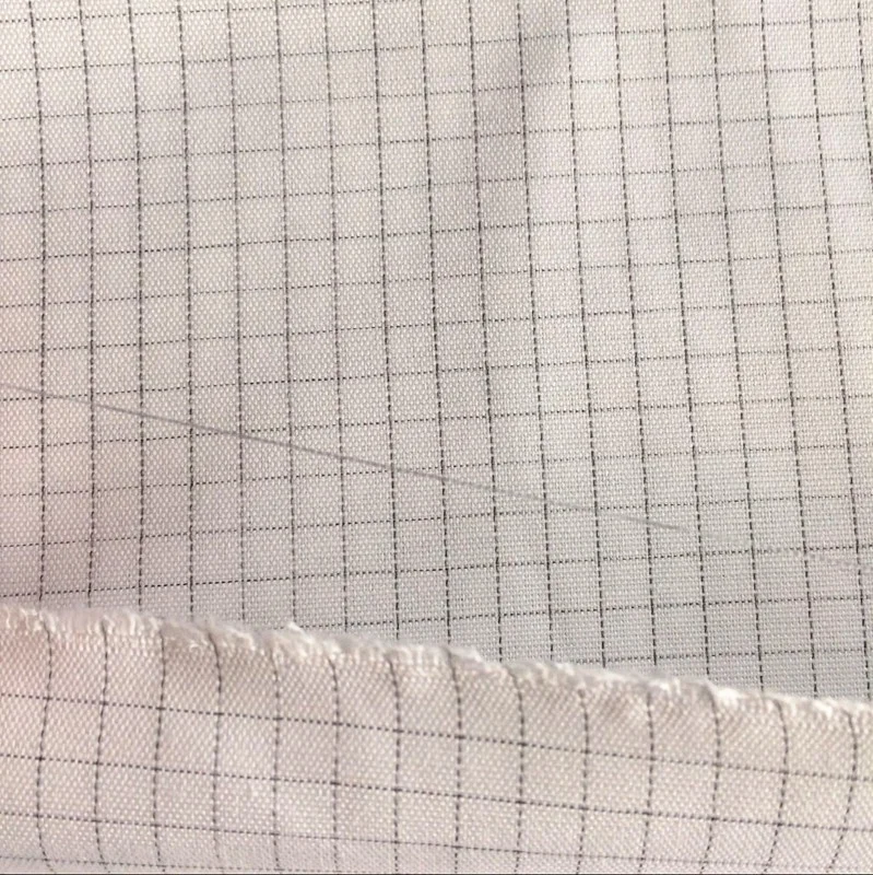 0.5cm check 70 times washing ESD plain polyester cotton japanese carbon fiber conductive fabric for T-shirt