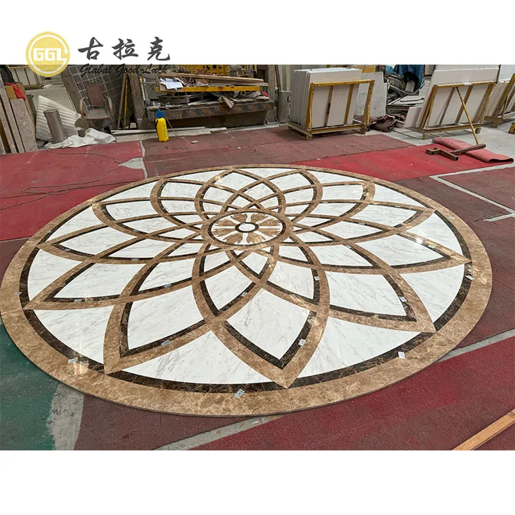 Luxury Mosaic Tile Medallions Motif Pattern Floor Design Waterjet Marble Mosaic Tile Flooring