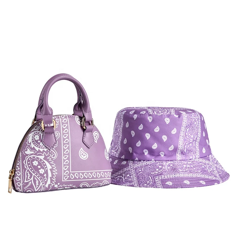 
Cashew Flower Bucket Purse and Hats Set Women Handbags Luxury Handbags for Women Printed Fisherman Hat and Handbags 