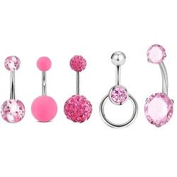 5Pcs Punk Belly Button Rings Stainless Steel Zircon Nails Body Piercing Sexy Jewelry For Women Girls