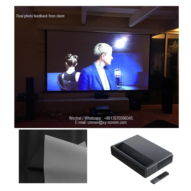 ALR  for UST projector 150, 120, 100 inch motorized projector screen for Home theater Cinema projector anti light screen