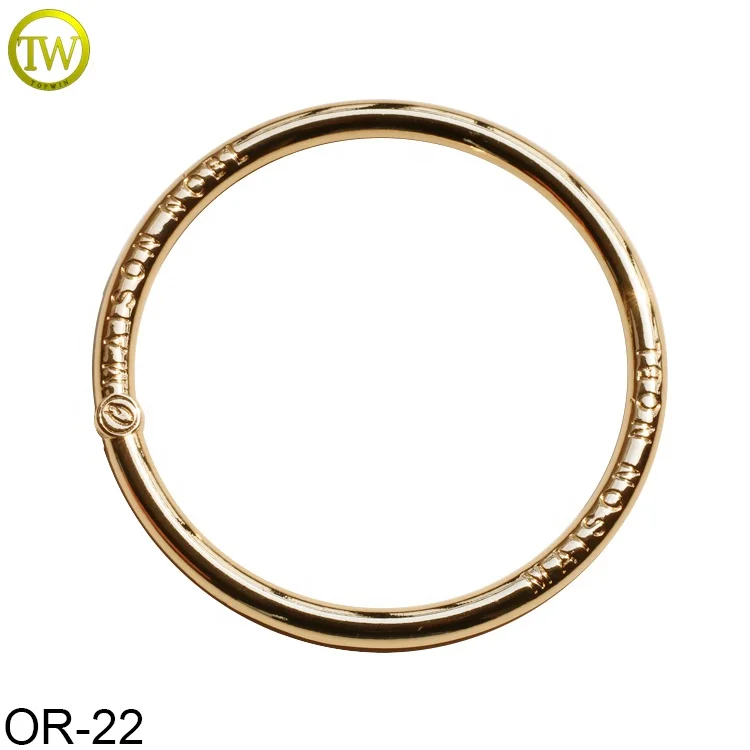 Good plating custom engraved name metal o ring swimwear accessory gold logo flat buckle clips for clothes