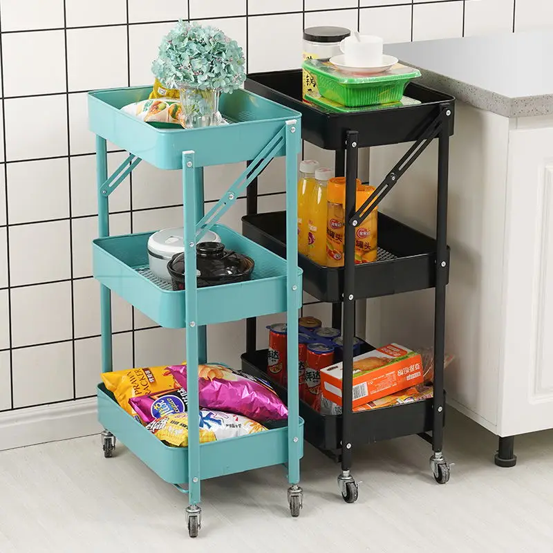 Steel Ailipu 3-layer Folding Platform Hand Truck Cart Bathroom Cosmetics Storage