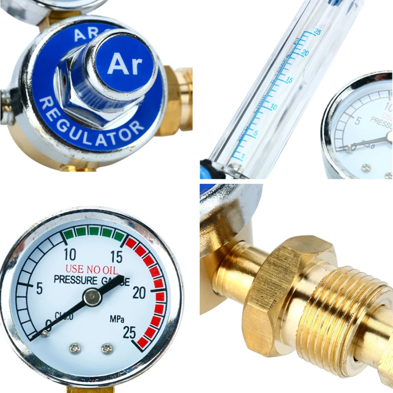 Argon Regulator With Flowmeter TIG MIG CO2 Regulator 0 to 25 L/MIN - 0 to 25 MPA Pressure Gauge CGA580 Inlet Connection
