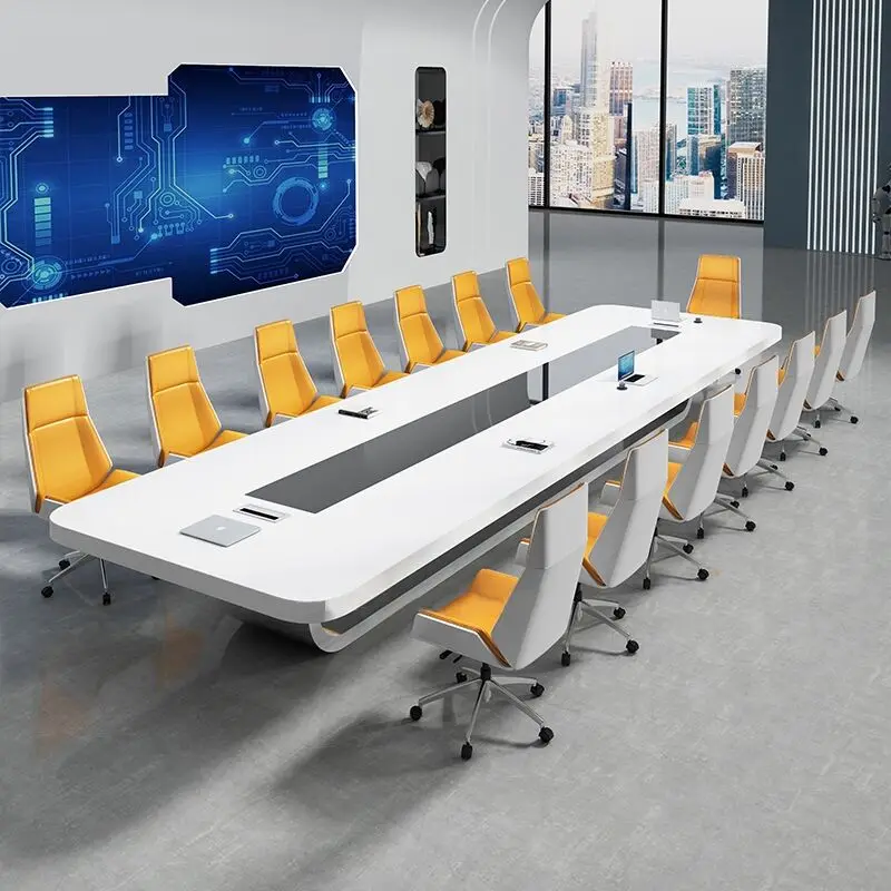 Paint conference table simple modern office rectangular reception negotiation table and chair combination