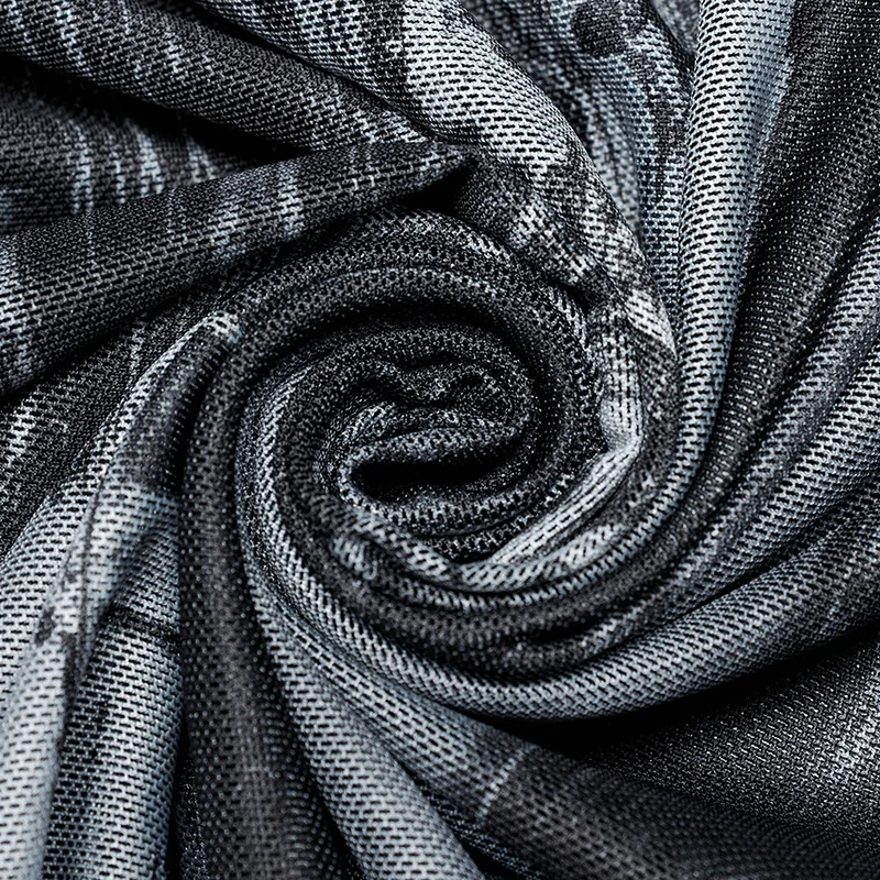 PUNK RAVE WT-751TCM Men Tight Fit Long Sleeves T-shirt  Elastic Gauze Abstract Printing Translucent O Neck Sexy Man Basic Top