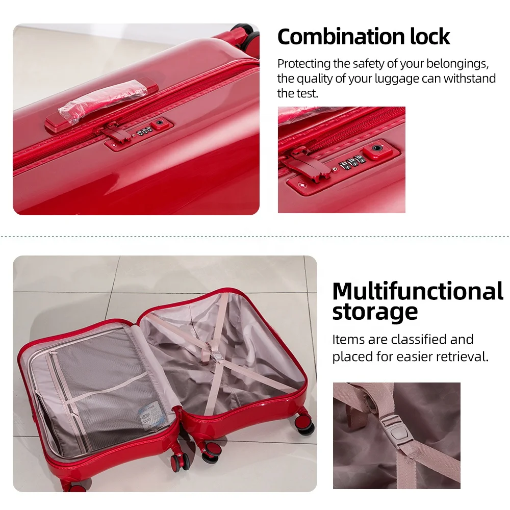 Lightweight red travel bags luggage password lock student trolley box 20 inch 24 inch waterproof boarding case luggage travel
