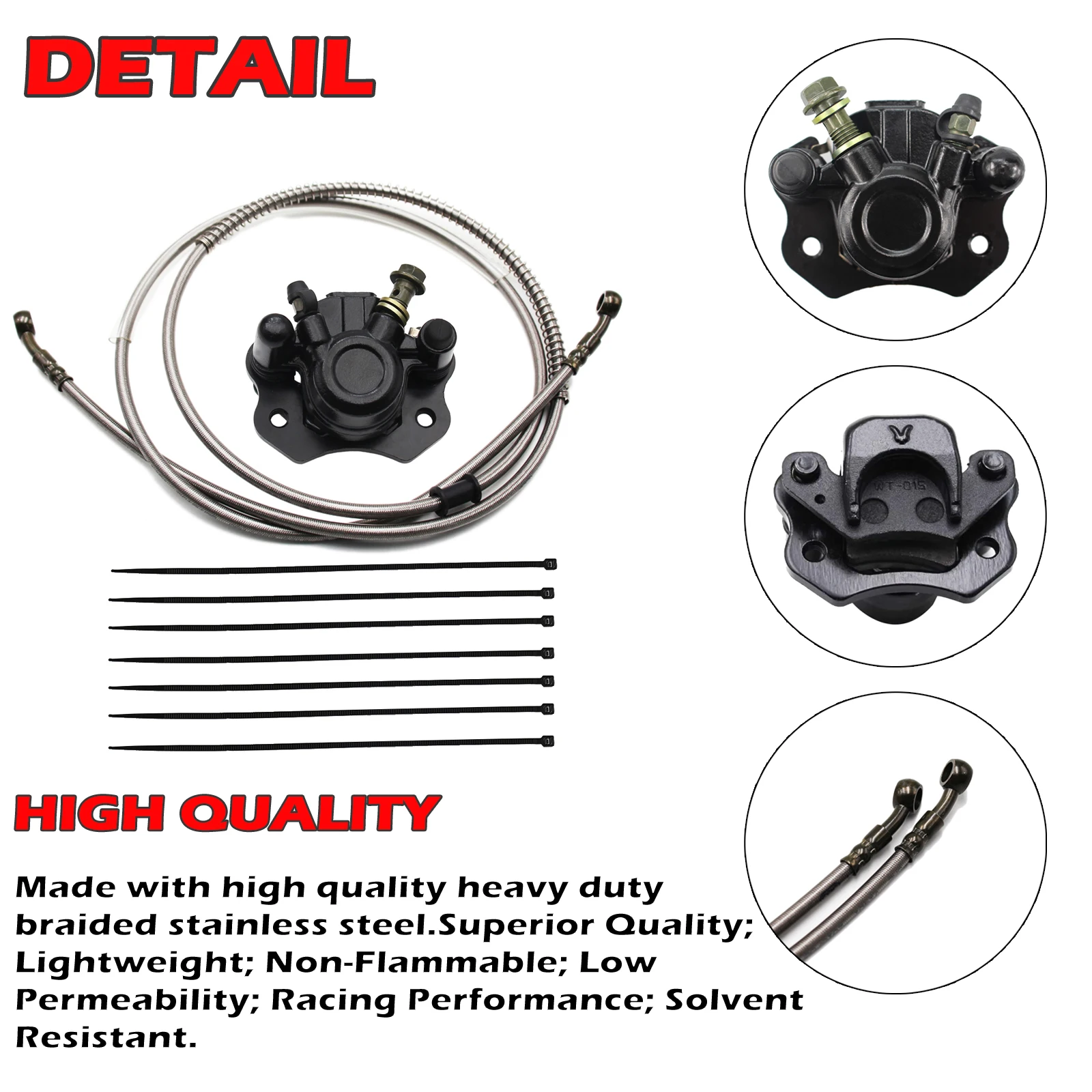 Braided Hydraulic Brake Hose Line Pipeline with Brake Front Rear Caliper For Chinese GY6 Scooter ATV Dirt Bike Go Kart