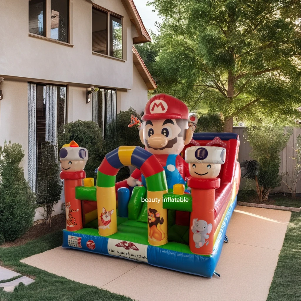 super mario inflatable bounce house combo commercial mario theme inflatable castle park for kids