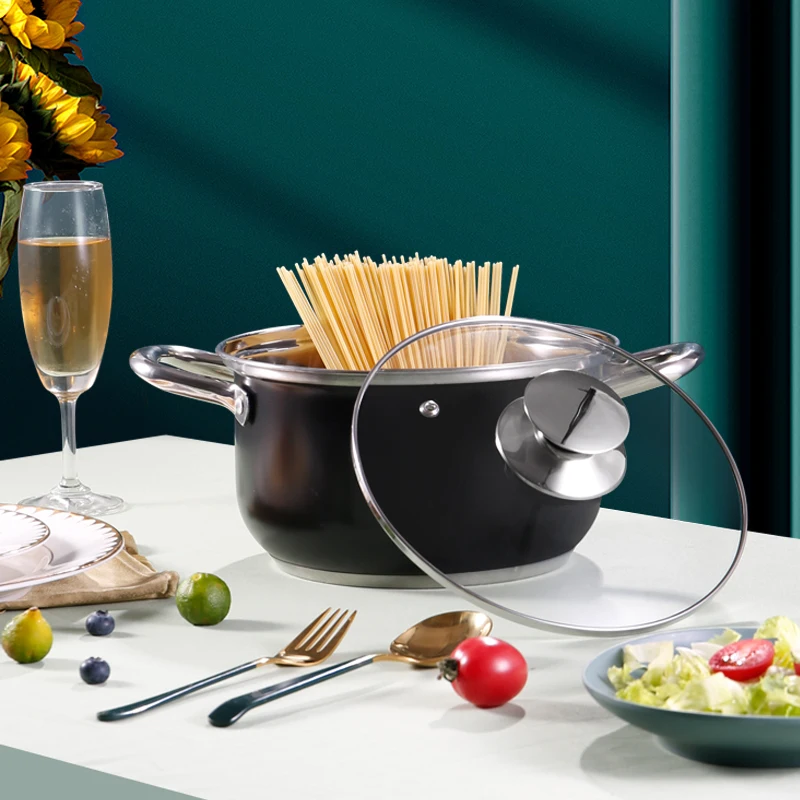 Happycooking black cooking cookware sets hign quality stainless steel jogos de panelas antiaderente cooking utensils sets