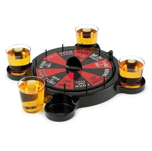 Wholesale Drinking Roulette Shot Game with 4 Shot Glasses Mini Roulette Party Games