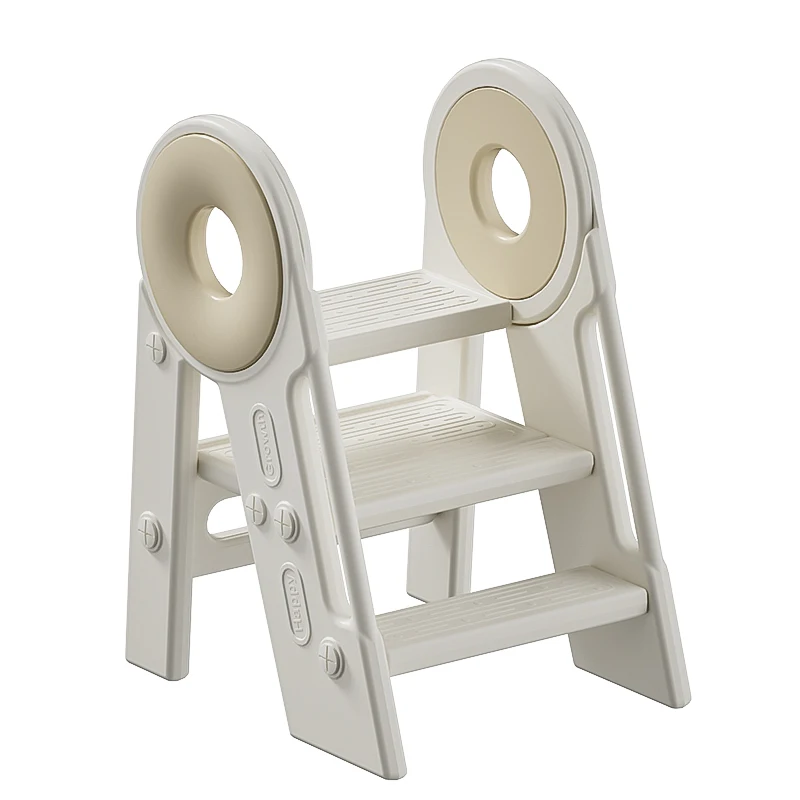 Sturdy step stool for kids learning tower Lightweight plastic step stool for toddlers Three-step stool for kids with handles