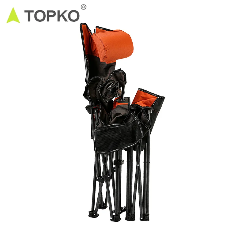 TOPKO Wholesale Outdoor Portable Folding Chair Comfortable Camping Hiking Fishing Beach Chair  With Cup Holder