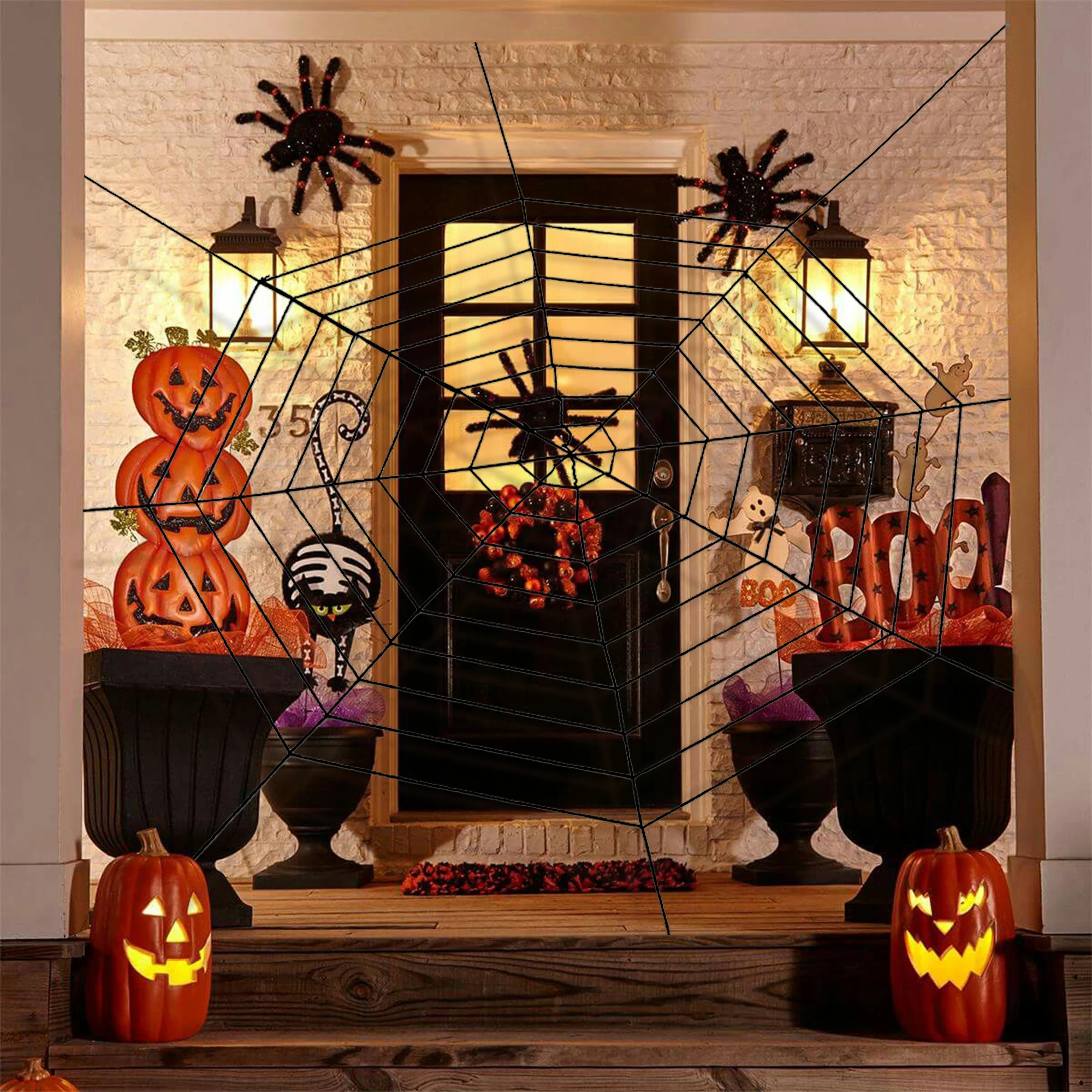Halloween Decorations Wholesale Round Spider Web Triangular Huge Spider Web For Indoor Outdoor Yard Home