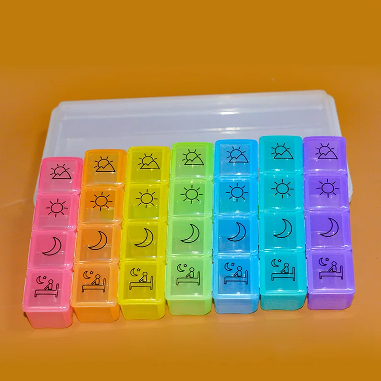 Monthly Pill Box Am/Pm Pill Organizer Box For 7 Days 28 Compartments Pill Packaging Box Travel Portable Organizer