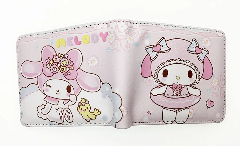 Симпатичный аниме кошелек Sanrios мультяшный помпон Purin Cinnamoroll Hangyodon keroppi Pochacco Kuromi Melody короткий с карманом для монет