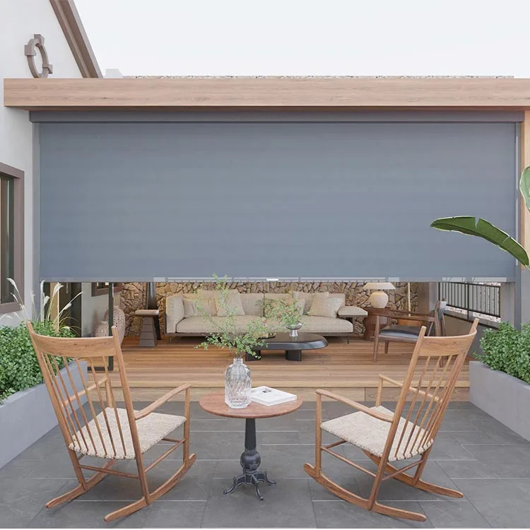 Manufacturer Direct Cordless Anti Sun Spring Roller Zipper Track Blind System For Patio Balcony Restaurant Gazebo