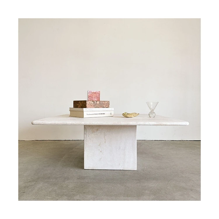 Newstar Hot Sale Natural Limestone Marble Stone Travertine Side Table Plinth End Table