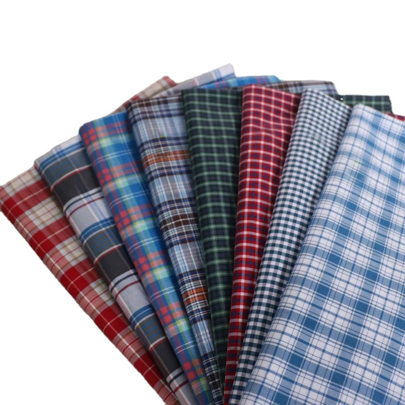 100 хлопчатобумажная пряжа окрашенная в клетку простая рубашечная ткань наличии