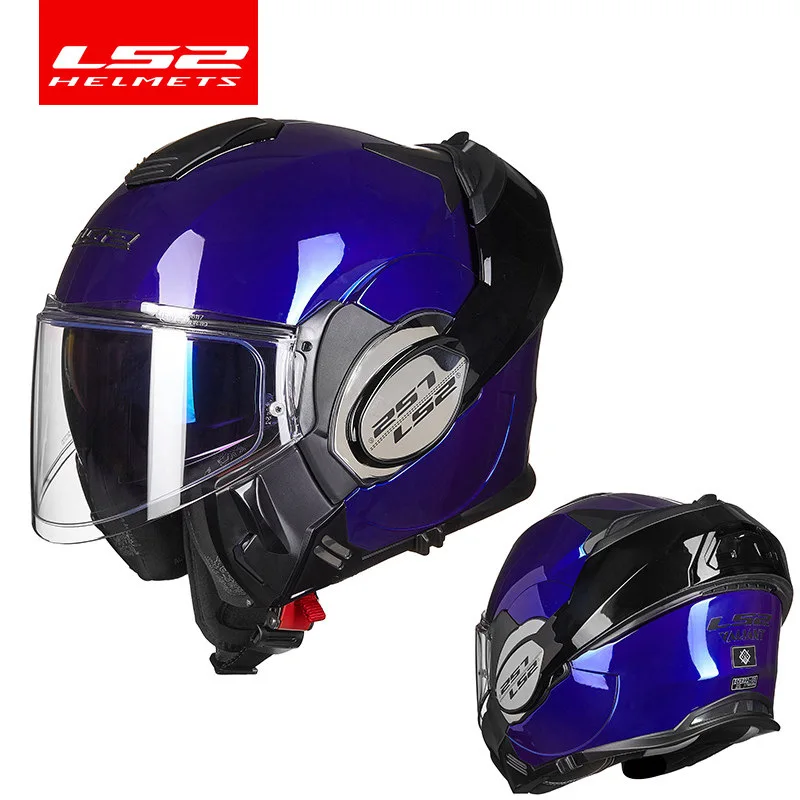 LS2 FF399 Valiant motorcycle Helmet Man Women Full Face Chrome Helmet Without Anti-Fog Fip Up capacete ls2