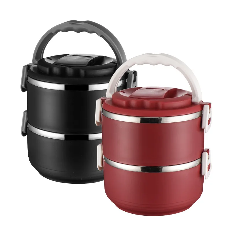 Stainless Steel Lunch Box Insulated Pot Round Multilayer Kids Food Warm Outdoor Bento Salad Box School