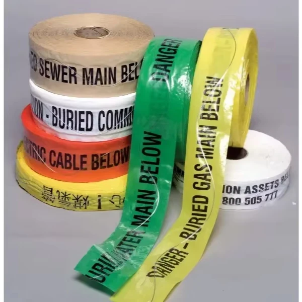 Underground Detectable Warning Tape Stainless Steel Wire Tracer Marking PE Aluminium Foil Material Printed Caution Tape