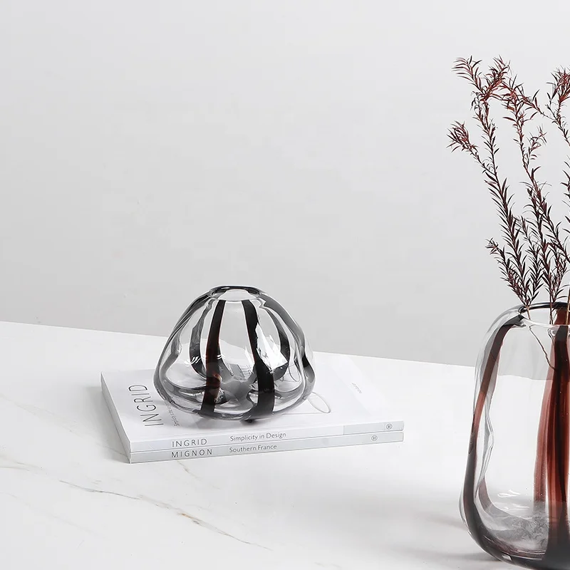 Flolenco Hand-made Glass Flower Vase Nordic Home Decoration Tabletop Vase Glass Luxury Vase