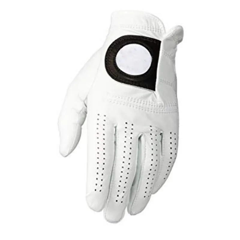 New Embroidery logo White Cabretta Golf Sport Gloves Male