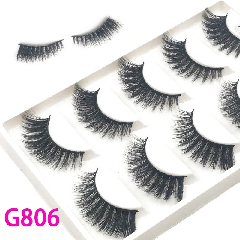 5Pair Thick Faux Mink Hair Eyelashes Natural False Eyelashes Volume Lashes Artificial Eyelashes Extensions G Series