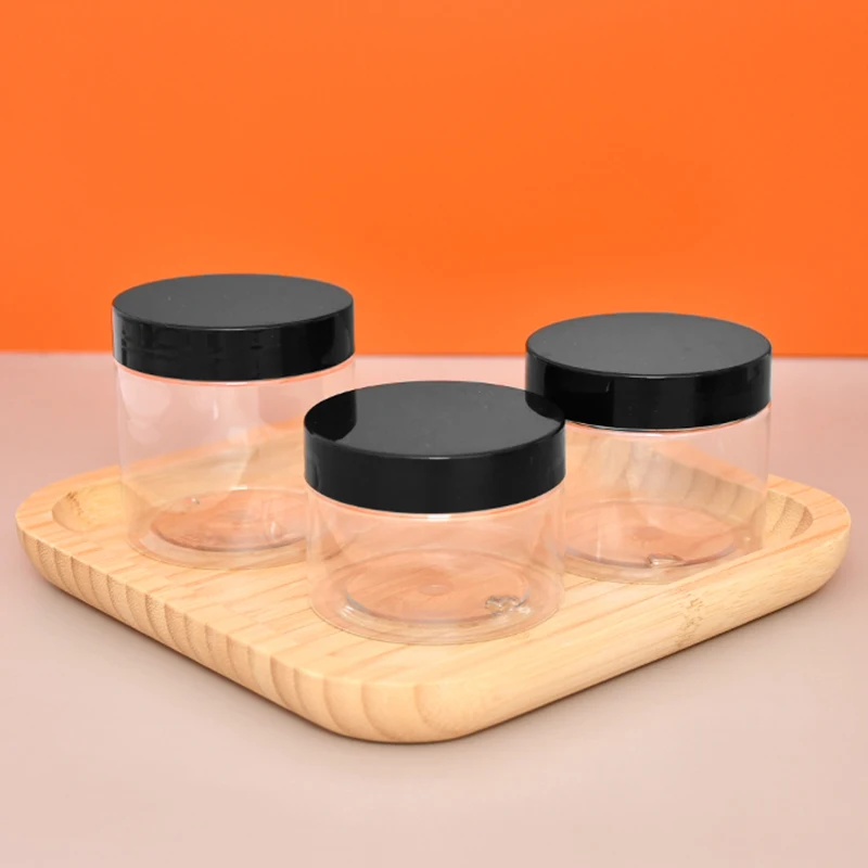 4oz 8oz 250 ml Empty Amber Lotion Cream Body Butter Lip Scrub PET Plastic Jar with Lid for 4 8 oz Cosmetic Packaging Container