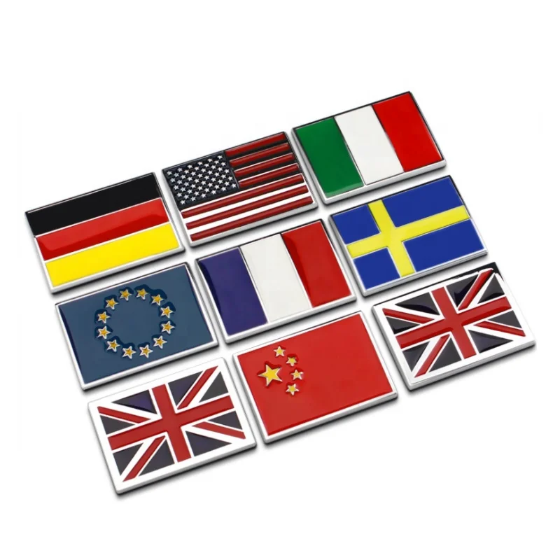 Custom logo country  Car flag American  canada car letter 3D logo sticker  metal car logo /flag sticker/label car decoration