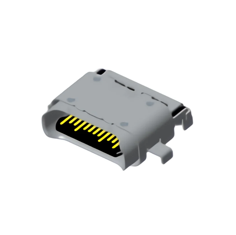 Spring contact pre-installed PCB spring terminal with C-shaped side protection USB connector