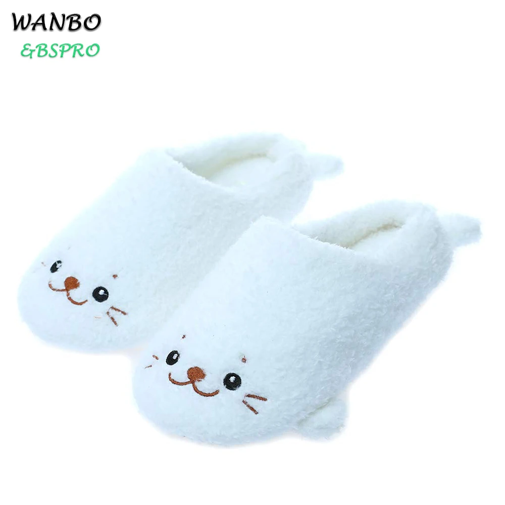 
BSPRO #CHPS0303 plush seal cute household indoor keep warm snow white shoes 