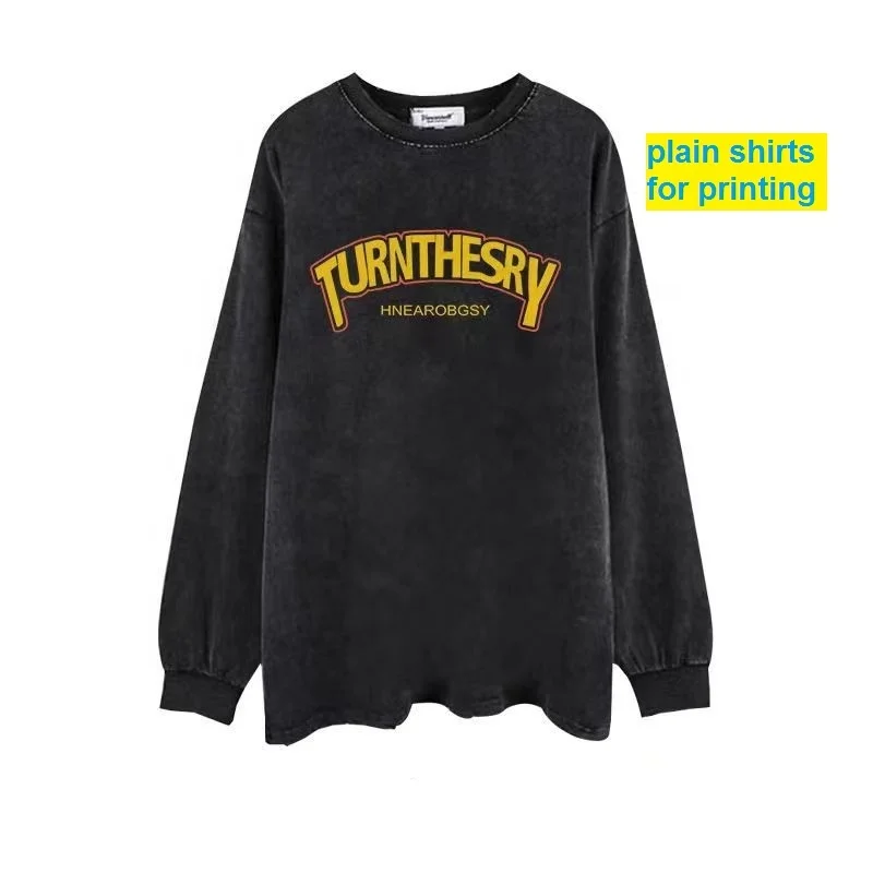 280Gsm Heavyweight Shirt Unisex 100 Cotton Drop Shoulder Tshirt Mineral Stone Acid Oversize Men Vintage Wash Long Sleeve T Shirt