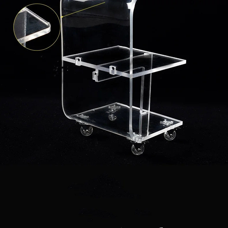 Acrylic Handcart With Wheels Acrylic Bar Cart On Wheels Drinks Trolley Cart Table Assembled Acrylic Display Storage Cabinet
