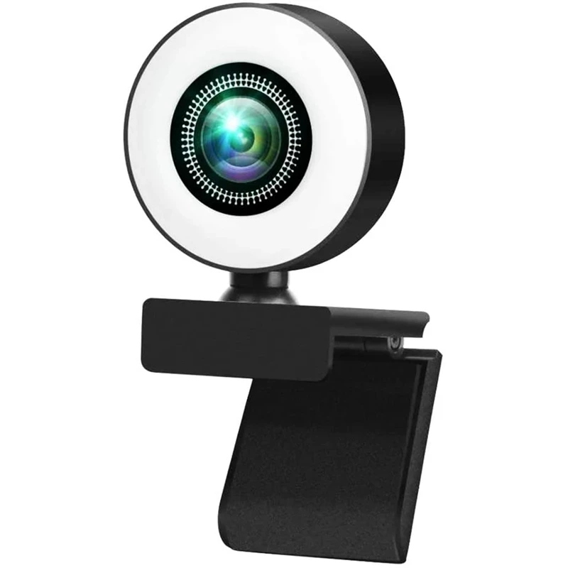  2K 4MP HD Webcam Built in Adjustable Ring Light and Mic Advanced autofocus AF Web