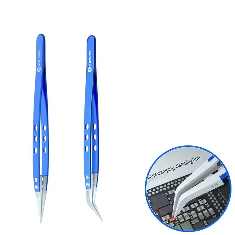 MiJing Anti-static Ceramic Stainless Steel Ultra Fine Tweezers Flying Wires Maintenance Precision for Phone Mainboard Repair