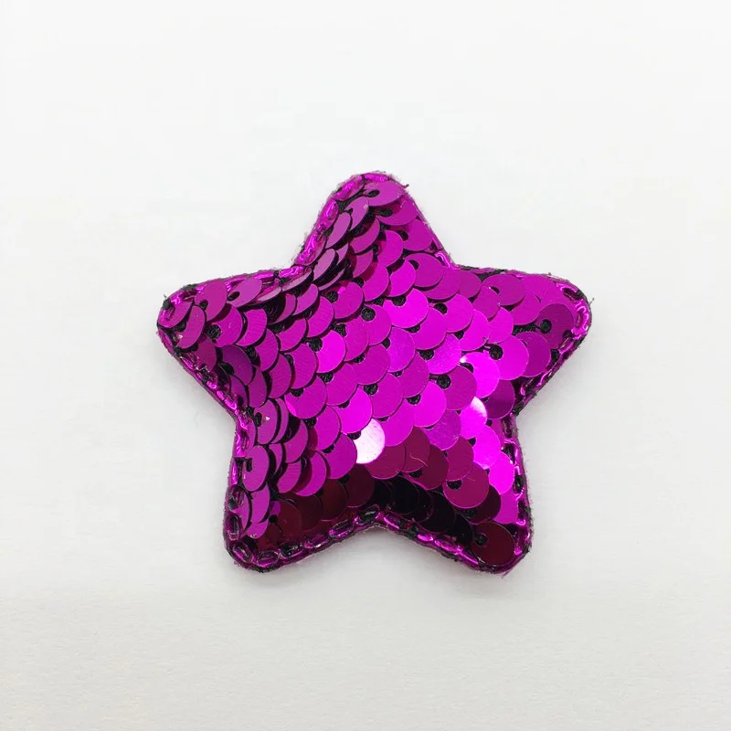 Customized Wholesale Low Cost Sew on 3D Padded Gold Reversible Sequin Multi Color Star Patches DIY Sequin Star Padded Applique