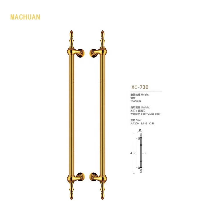 Factory directly sell Stainless Steel Titanium Door Pull Handles Wooden Door Push Pull Handle Big Main Door Handle For Hotel